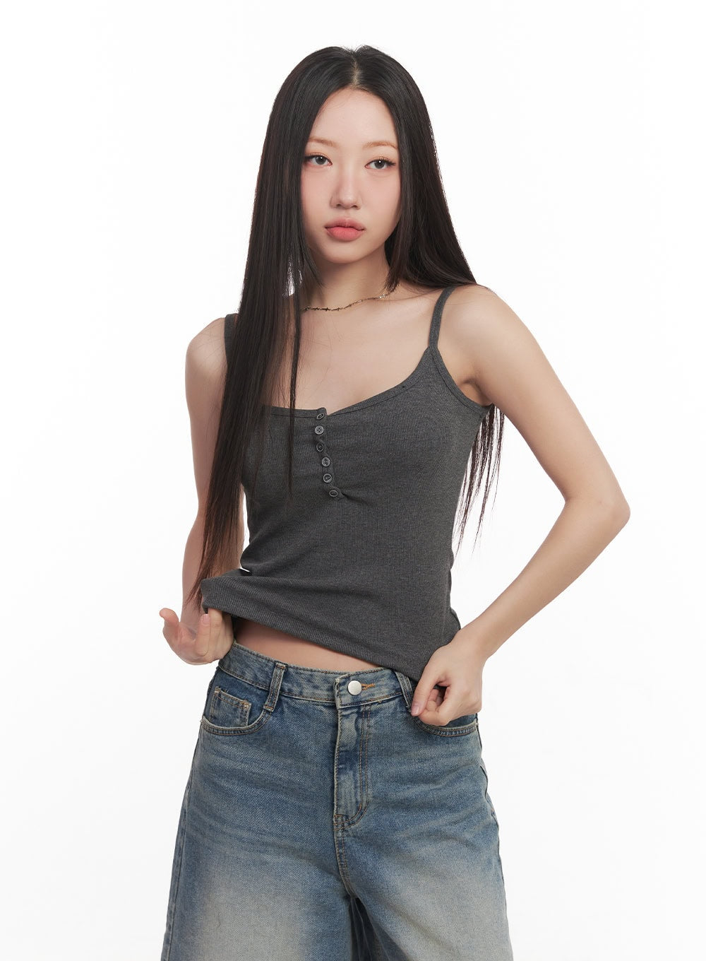 buttoned-cami-top-cm528 / Dark gray