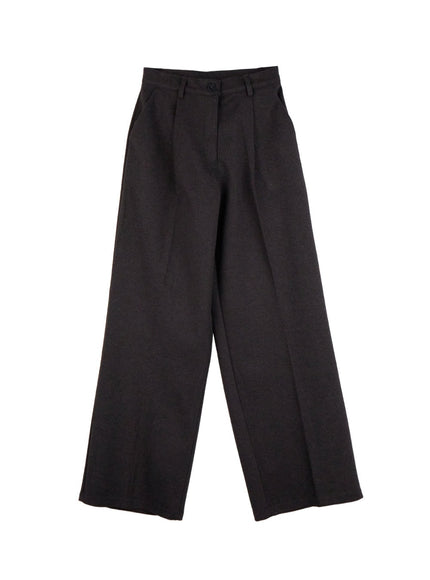 pintuck-solid-wide-fit-trousers-od403 / Dark gray