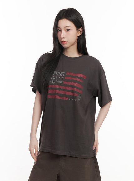 graphic-oversized-tee-cm517 / Dark gray