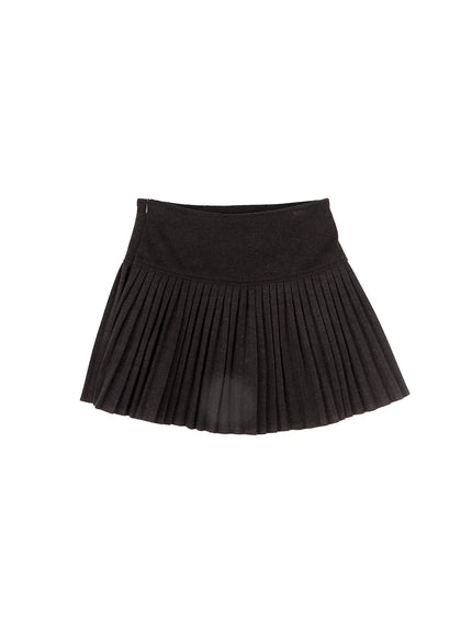 pleated-high-waist-mini-skirt-cn514 / Dark gray