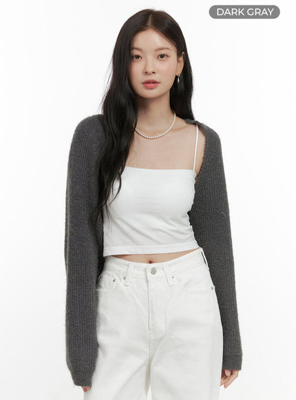 solid-bolero-knit-top-os423 / Dark gray