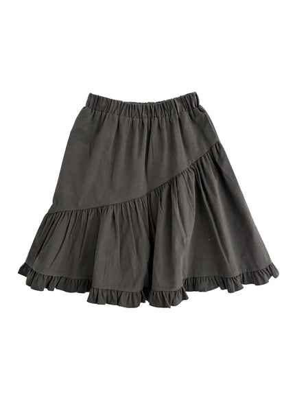 ruffle-hem-midi-skirt-co530 / Dark gray