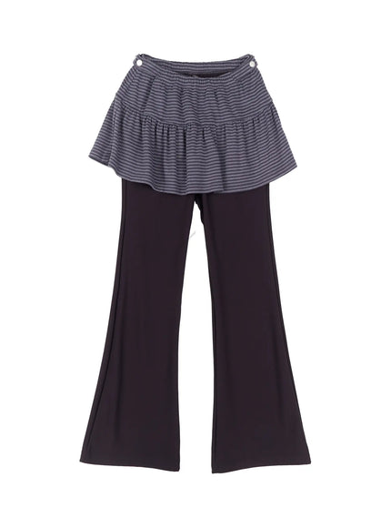 striped-layered-skirt-pants-cs501 / Dark gray