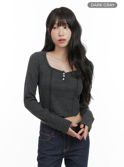 scoop-neck-structured-crop-top-cg421 / Dark gray