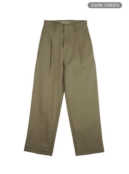 pintuck-boyfriend-fit-pants-ou418 / Dark green