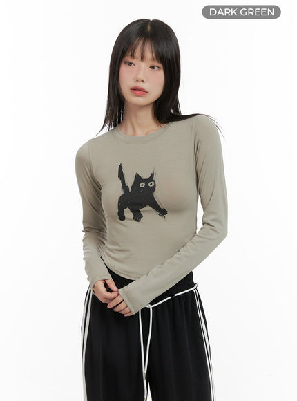 graphic-bliss-long-sleeve-crop-top-cg426 / Dark green