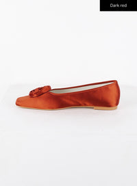 rose-corsage-square-toe-ballet-flats-cd315 / Dark red