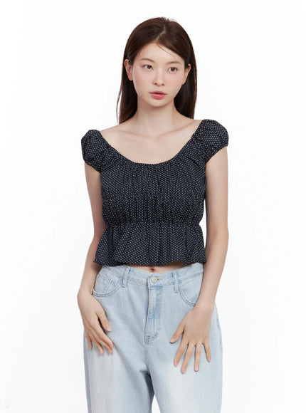 Polka Dot Sleeveless Blouse IU526
