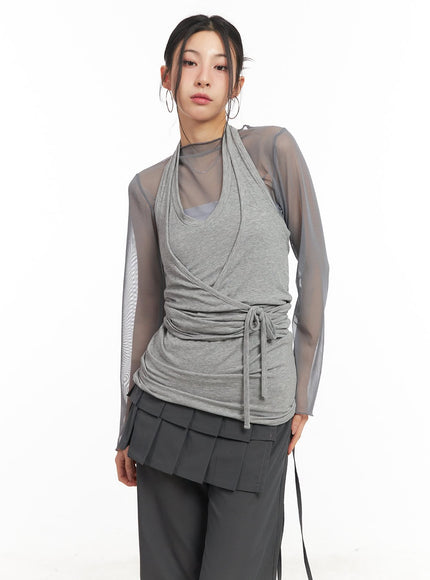 Halter-Neck Wrap Tank Top CM503