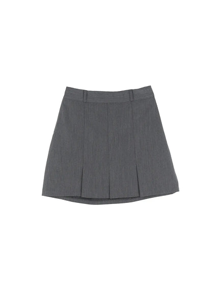 banded-pleated-mini-skirt-cg513 / Gray