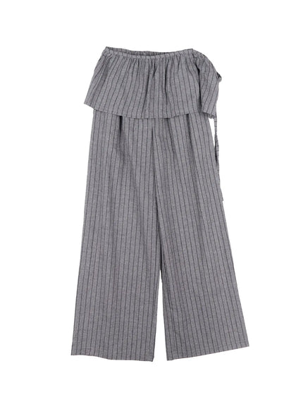striped-wrap-skirt-wide-leg-pants-cs517 / Gray