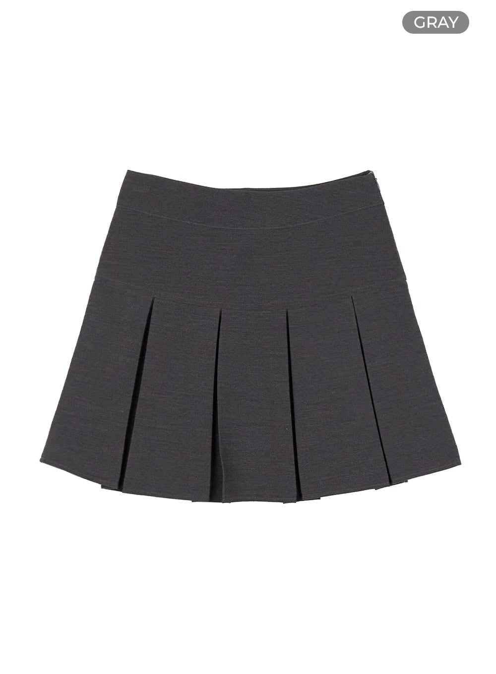 solid-pleated-mini-skirt-os423 / Gray