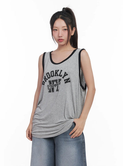 graphic-two-tone-tank-top-cu516 / Gray