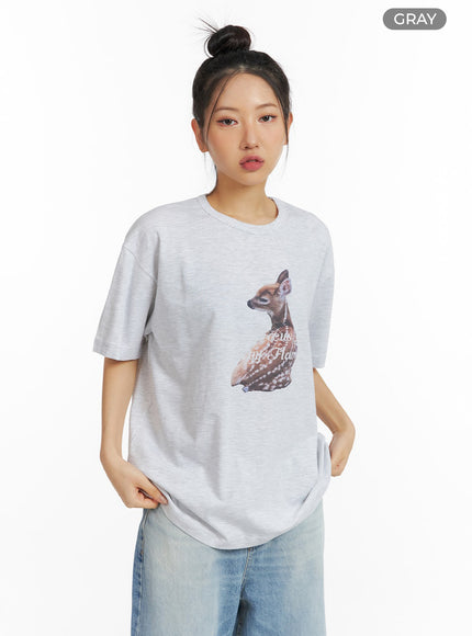 animal-graphic-short-sleeve-tee-cf419 / Gray