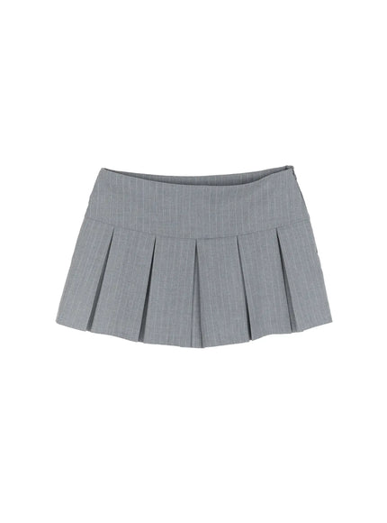 chic-striped-pleated-mini-skirt-cm511 / Gray