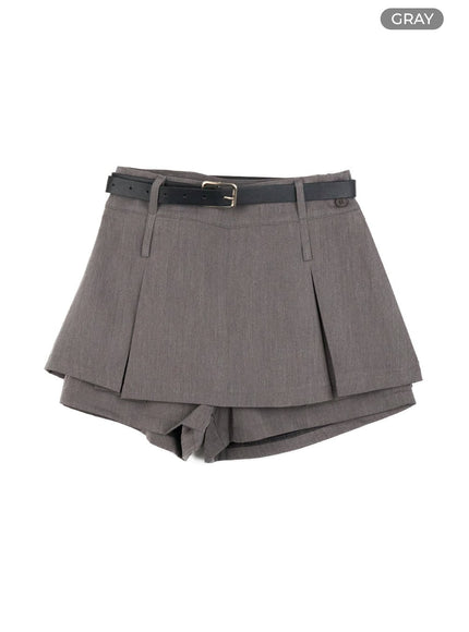 buckle-belt-mini-skirt-og407 / Gray