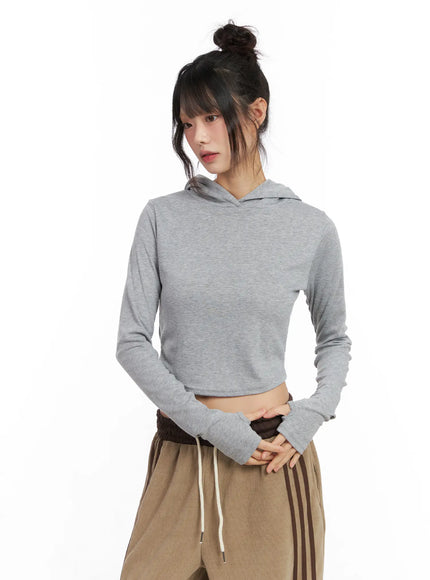 cozy-cropped-fleece-hoodie-cn521 / Gray
