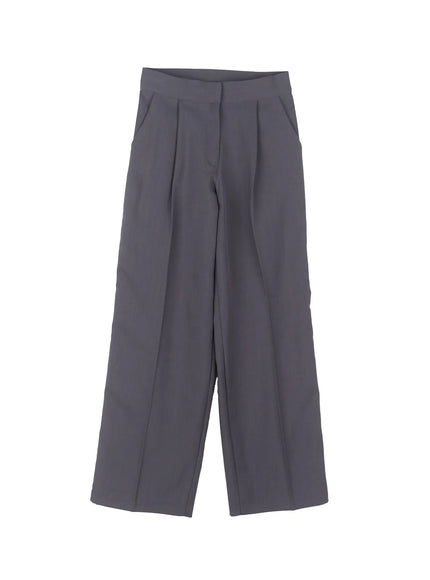 pintuck-striped-wide-fit-pants-cu517 / Gray