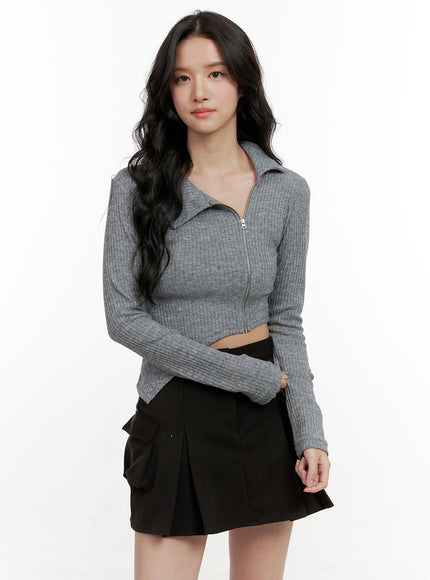 asymmetric-slim-fit-cardigan-on404 / Gray