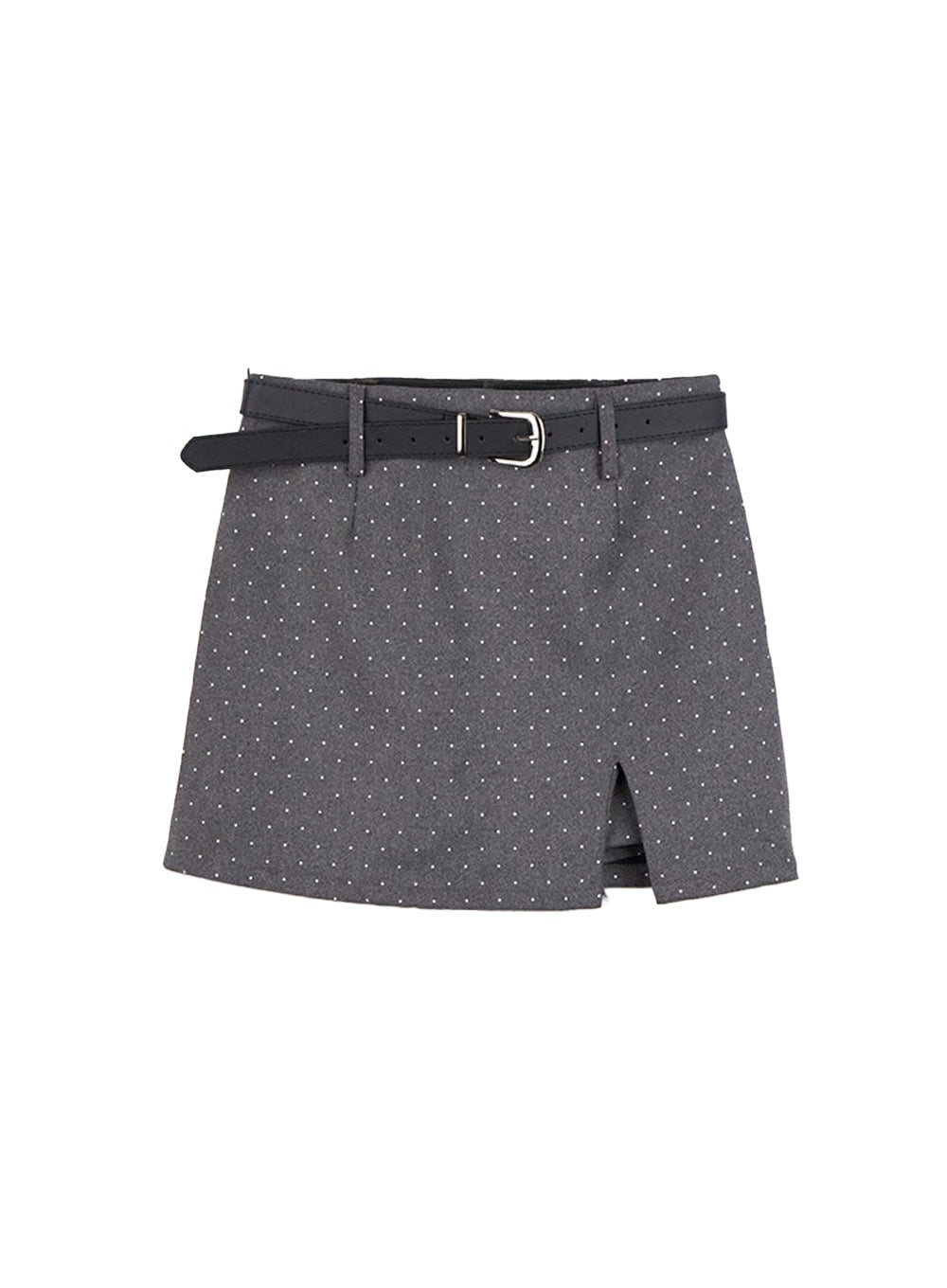 polka-dot-slit-mini-skirt-cd430 / Gray