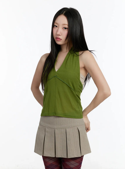 sheer-halter-neck-top-cm511 / Green