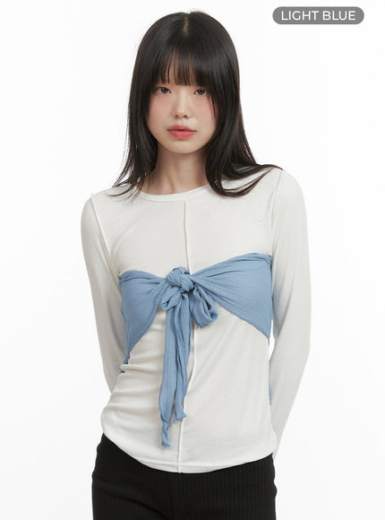 sheer-bowknot-tube-top-cy414 / Light blue