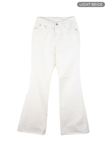 solid-cotton-straight-pants-cm415 / Light beige