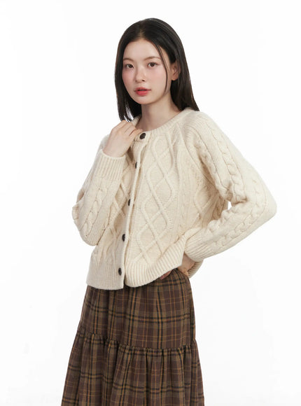 Oversized Chunky Cable Knit Cardigan CJ506
