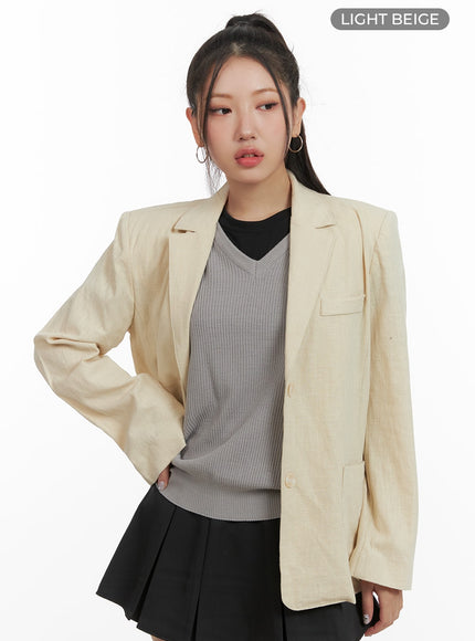 cotton-blend-blazer-oa419 / Light beige