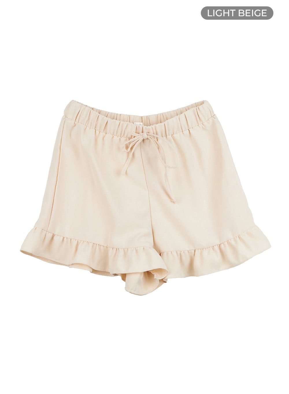 frill-hem-cotton-shorts-og428 / Light beige