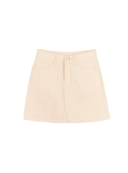 a-line-cotton-mini-skirt-cf527 / Light beige