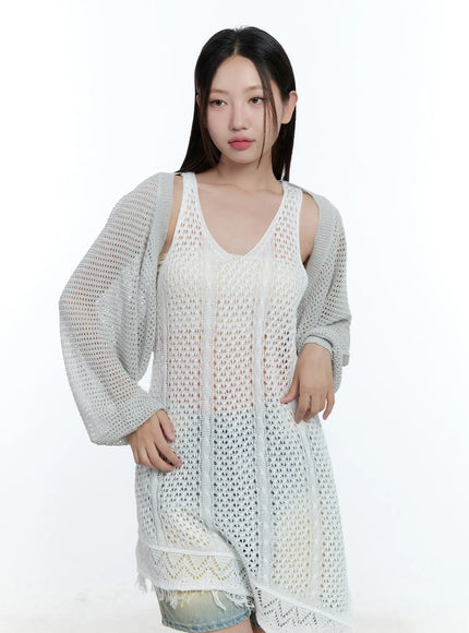 sheer-knit-bolero-cardigan-cu527 / Light blue
