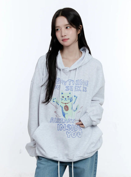 oversized-kitty-graphic-hoodie-cg513 / Light gray