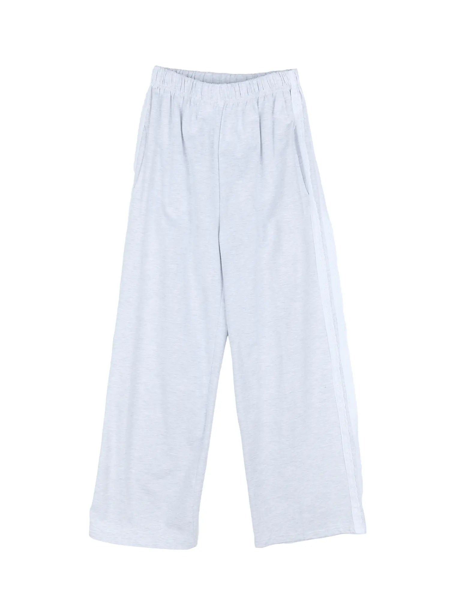lace-trim-wide-leg-sweatpants-cg511 / Light gray