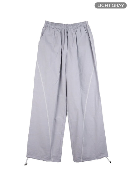 stitched-wide-leg-slit-pants-co402 / Light gray