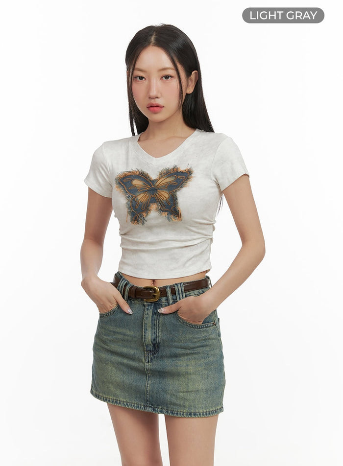 acubi-washed-slim-fit-crop-shirt-cy420 / Light gray