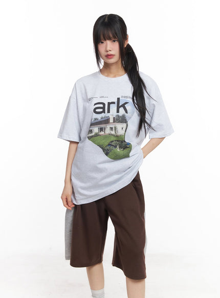round-neck-graphic-tee-cy512 / Light gray