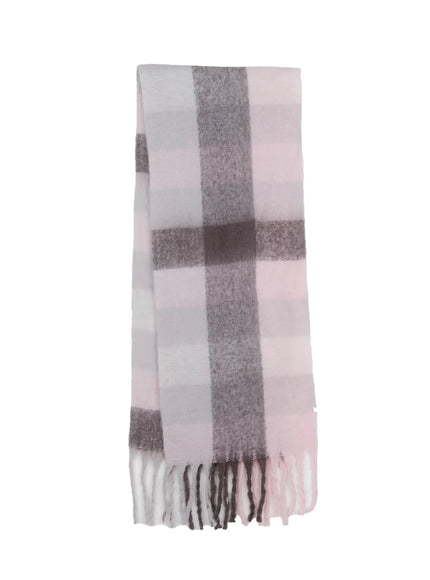 checked-wide-long-scarf-cn513 / Light pink