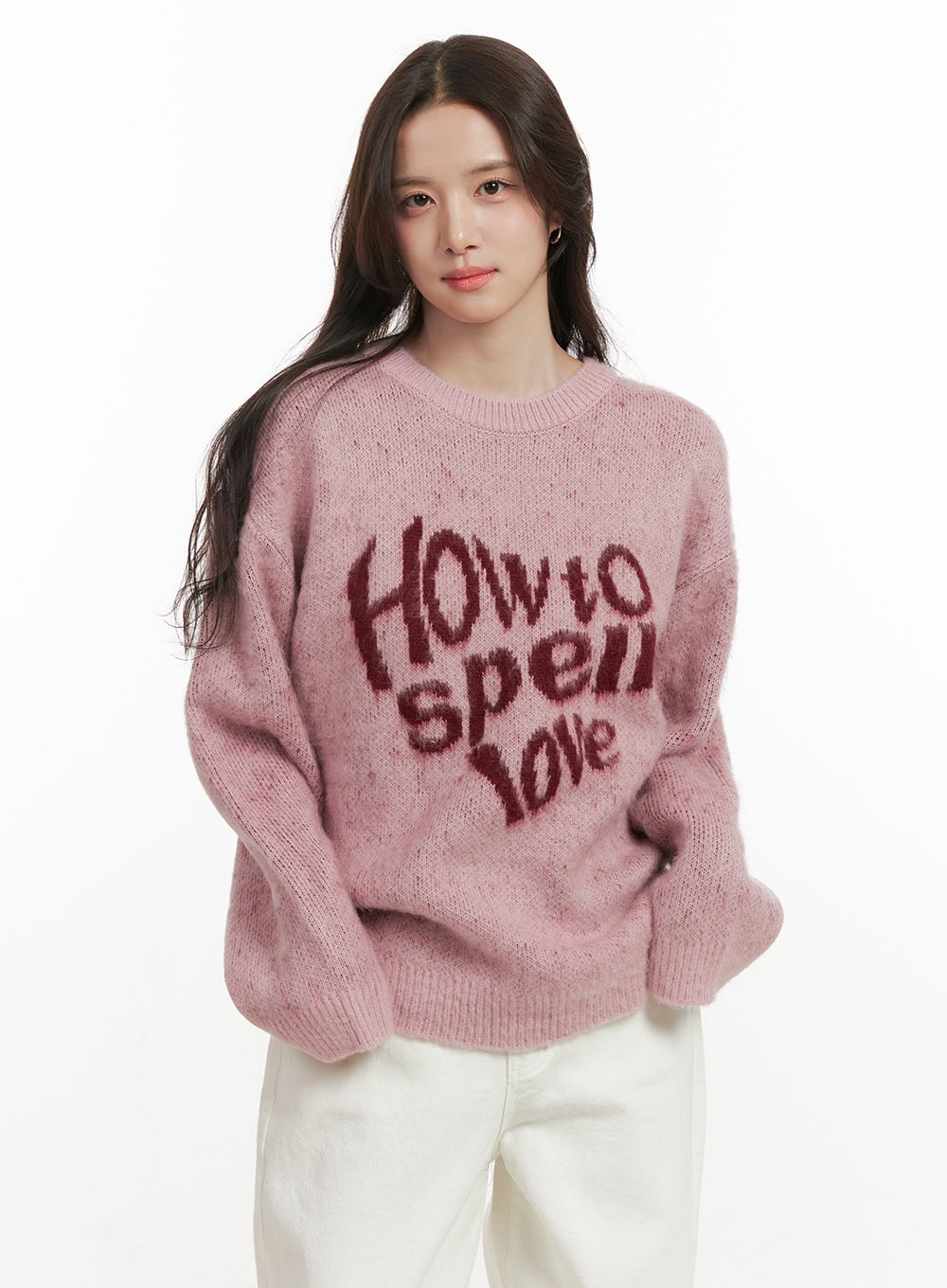 snuggleknit-letter-sweater-on429 / Pink