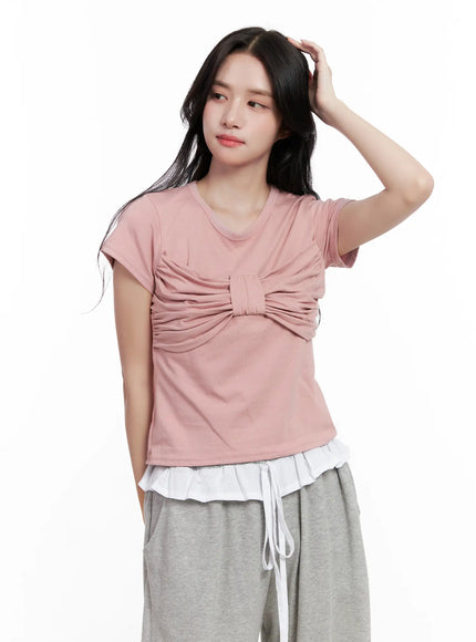 scrunched-ribbon-top-cl516 / Pink