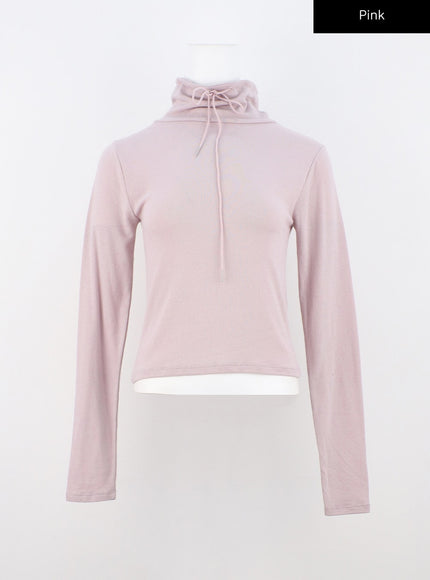 string-turtleneck-long-sleeve-top-cn303 / Pink