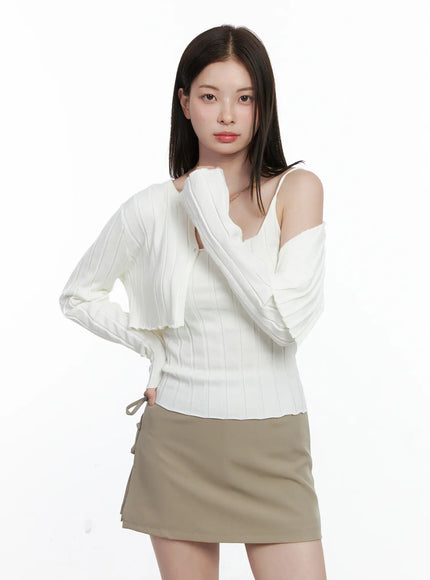 knit-cardigan-cami-set-co503 / White