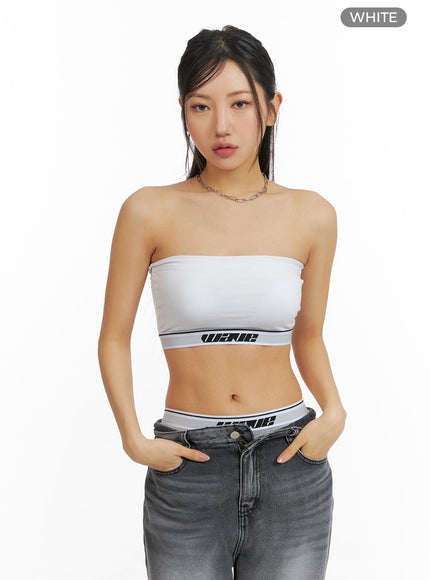 contrasting-banding-tube-top-cm411 / White