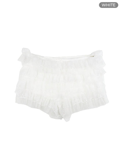 polka-dot-ruffle-lace-shorts-og407 / White