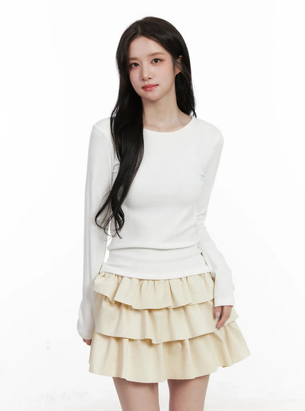 casual-round-neck-long-sleeve-cn526 / White