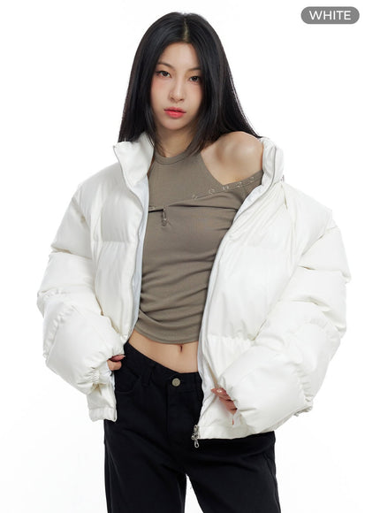 faux-leather-puffer-jacket-co425 / White