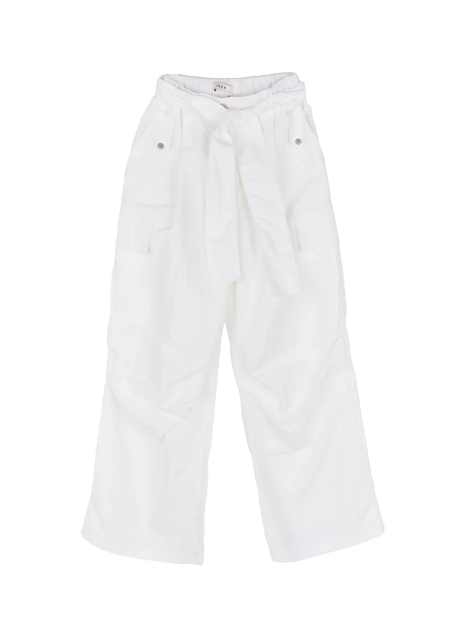 pintuck-nylon-wide-leg-cargo-pants-cy514 / white