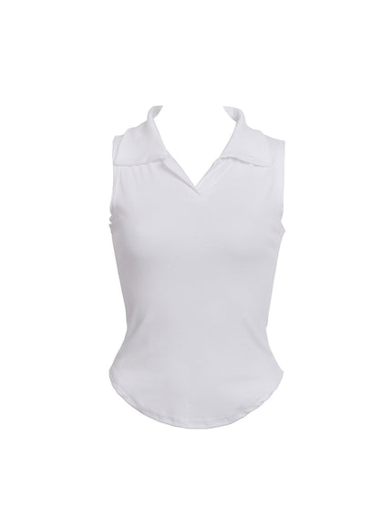 collared-tank-top-cu520 / White