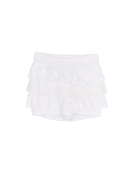 lace-trim-ruffle-skort-cm531 / White
