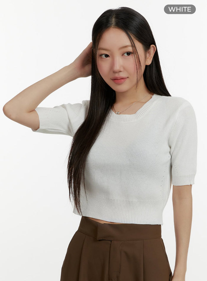 short-sleeve-crop-sweater-oy413 / White